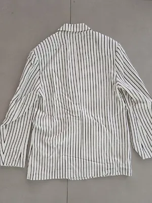 Zara Oversised White Blazer with Black Pinstripes Size XS thumbnail 6