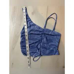 Naked Wardrobe NWT Women Small Blue Marble Swirl Mesh Crop Top thumbnail 5