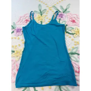 Banana Republic Teal Blue Gathered Neck Cami Tank Top‎ Women's Size L thumbnail 2
