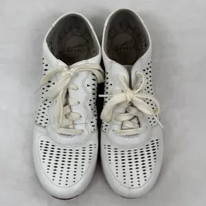 Dansko Charlie White Leather Perforated Lace Up Sneakers Silver Heel Womens‎ 39 thumbnail 3