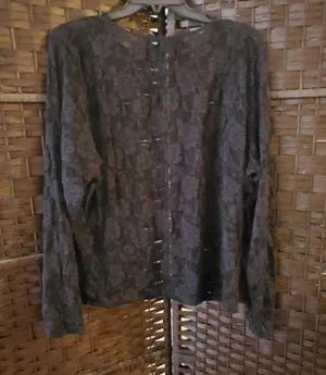 Floral Lace Embroidered Top Black Size 3X thumbnail 2