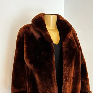 Vintage Julius Lewis Memphis Faux Fur Jacket Brown Shawl Collar Coat‎ Womens thumbnail 2