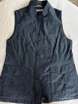 Peter Millar Navy Blue Women’s Linen Blend Sleeveless Golf Jacket Vest EUC Med thumbnail 1