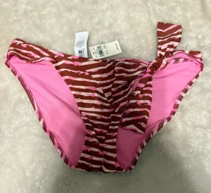 Aerie Brown and Pink Tie Bikini Bottoms thumbnail 1