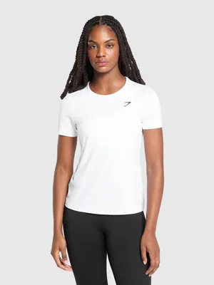 Gymshark White Training T-shirt crewneck short sleeve active casual top logo L thumbnail 3