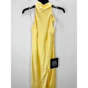 Lulus Exceptional Status Yellow Halter Backless Slip Midi Dress Small NWT thumbnail 8