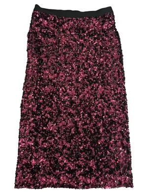 Rebecca Taylor‎ Midi Stretch Sequin Straight Skirt Size L Pink Purple Party thumbnail 1