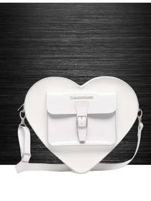 NWT Dr. Martens White Leather Heart Shaped Bag featuring the iconic heart thumbnail 2
