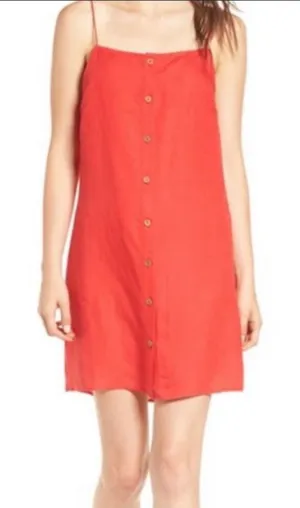 NEW Billabong Love Like Summer Linen Blend Red Dress M thumbnail 1
