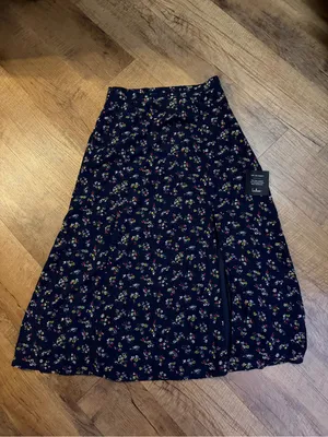 Lulus Bliss Me Navy Blue Floral Print Midi Skirt thumbnail 6