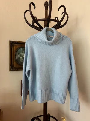 Light Blue Turtleneck Knit Sweater Size L thumbnail 2