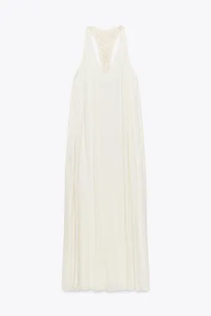 Zara Flowy Halter Maxi Dress in Soft Cream thumbnail 8