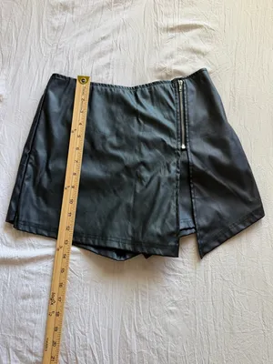 SheIn Black Faux Leather Mini Skirt with Elastic‎ Waist thumbnail 8