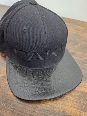 CAKE Black Leather Snapback Duck Bill Cap Sleek Glossy Streetwear Nightclub Wool thumbnail 6