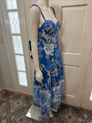 Farm Rio Blue Floral Spaghetti-Strap Maxi Dress thumbnail 8