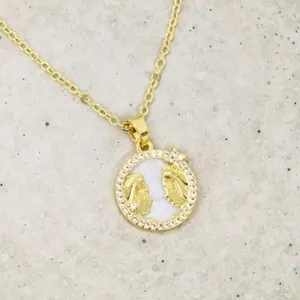 Zodiac Charm Gemini Necklace Gold thumbnail 4