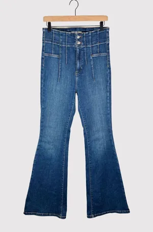 We The Free People Womens Jeans Blue Jayde Flare Denim High Rise Stretch Size 29 thumbnail 2