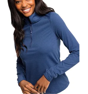Southern Tide Women's Nautical Navy Runaround Performance Quarter-Zip XL thumbnail 1
