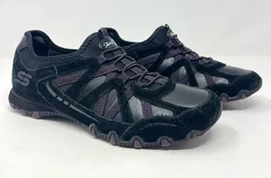 Skechers Bikers 22374 Black Purple Leather Sneakers Women’s 7.5 thumbnail 1