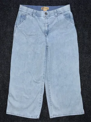 Democracy Ab Technology Wide Leg Cropped Jeans Light Wash Stretch Denim Sz 14 thumbnail 1