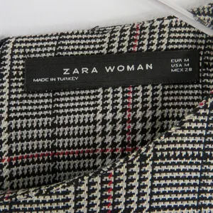 Zara Black & White Glen Check Plaid Long Sleeve Bell Sleeve Dress Medium thumbnail 8