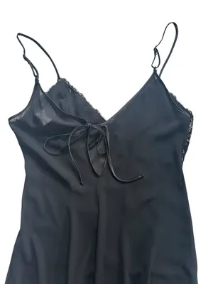 80s Sheer Chiffon Lace Slip Dress Midi Lingerie Sz M Romantic Soft Goth Coquette thumbnail 9