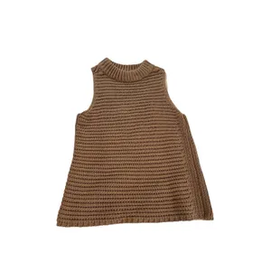 Express X Negrin Mirsalehi Sweater Vest Size Small Brown Crochet Chunky Knit thumbnail 2
