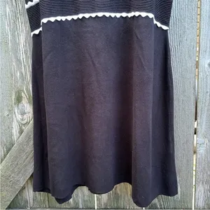 NWT Express Puff Sleeve Scallop Trim Sweater Dress Black White Size XL thumbnail 6