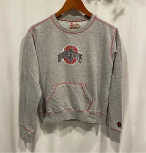 Vintage look Izod Collegiate OSU Ohio State crew neck gray kangaroo sweatshirt thumbnail 1