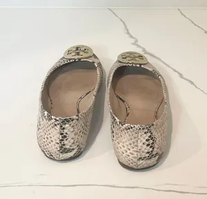 Tory Burch Snakeskin Ballet Flats - Cream and Black thumbnail 6