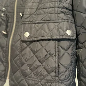 Michael Kors Petite Large Black Quilted Moto Jacket. Double Zip. Cinched Waist thumbnail 13