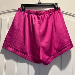Juicy‎ Couture Pink Satin Sleep Shorts Rhinestone JC Logo Pajama Bottoms Medium thumbnail 3