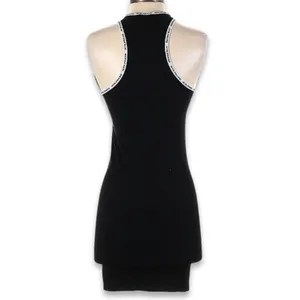 Iets Frans Black Bodycon Dress Logo Tape Racerback Mini Sporty Athletic S NWOT thumbnail 6