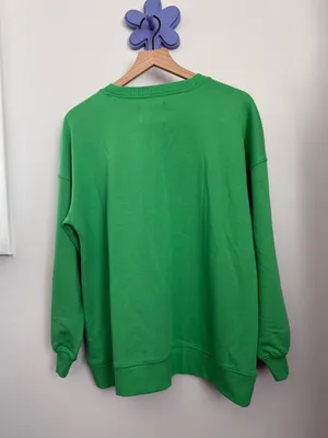 Anthropologie Celandine XXS/XS NEW Crew-Neck Graphic Sweatshirt Green Oversized thumbnail 4
