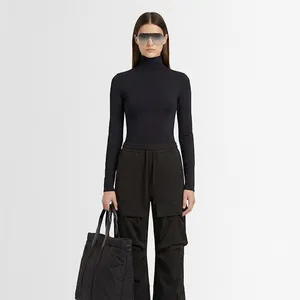 SKIMS NWT (G12) Cotton Jersey Long-Sleeve Stretch Turtleneck | Soot | Size M thumbnail 2
