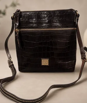 Dooney Bourke Oakdale Crossbody Bag Purse Crocodile Embossed Leather EUC thumbnail 1