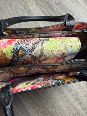 Betsey Johnson XO Chloe Floral Faux Snake Satchel Bag thumbnail 6