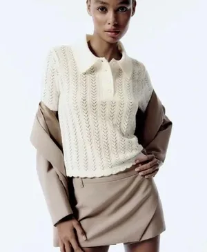 ZARA White Knit Top thumbnail 1