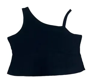 Good American Plus Size 5X Cropped Tank Top Black One‎ Shoulder Ribbed NWT Vacay thumbnail 1