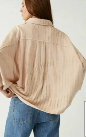 Free People We The Free Women's Shirt Jacket‎ XS Pink Montauk Oversized thumbnail 1