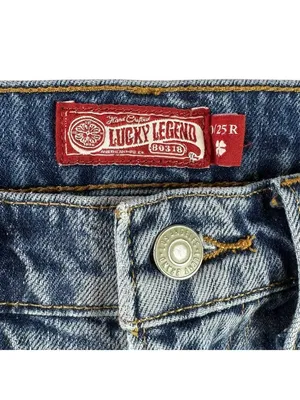 Lucky Brand Boyfriend Mid Rise Flare Patchwork Jeans Size 0/25R Cotton Hemp thumbnail 4