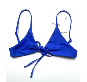Quince Italian Knotted Bikini Swim Top Electric Blue Size Small NEW thumbnail 1