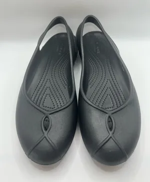 Crocs Black Slingback Flats Comfort Clogs Women’s Size 9 Slip On Casual Work thumbnail 1