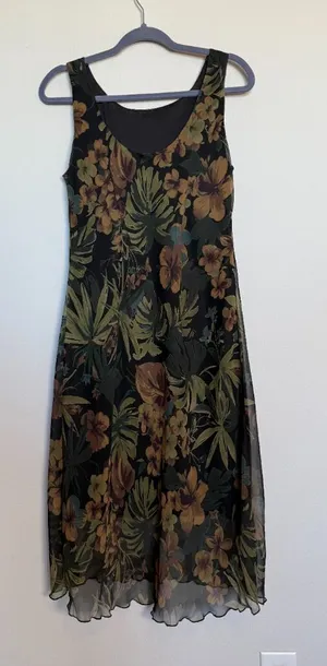 Vintage 90s Romantic Dark Green Dress thumbnail 1