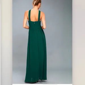 Lulus Air of Romance Forest Green Halter Gown Maxi‎ Dress Size LARGE thumbnail 4