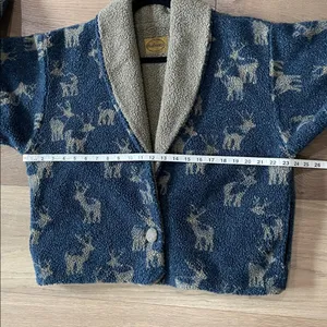 Chuck Roast Vintage Fleece Sherpa Reversible Sweater Jacket Deer Print Medium thumbnail 8