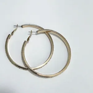 Lane Bryant Hoop Earrings Women Gold Tone Rhinestone Large Round Glam Jewerlry thumbnail 4