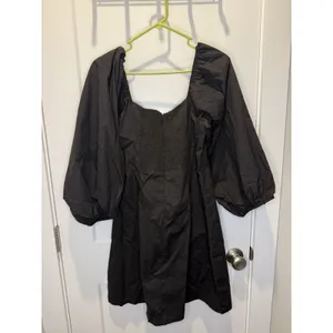 Pomander Place Tuckernuck Square Neck Chloe Mini Dress Black Puff Sleeve Sz XL thumbnail 4