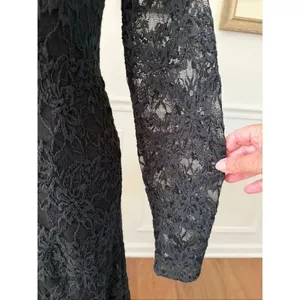 Bardot Stretchy Black Lace Long Sleeve Mock Neck Skater Dress M 6 thumbnail 5