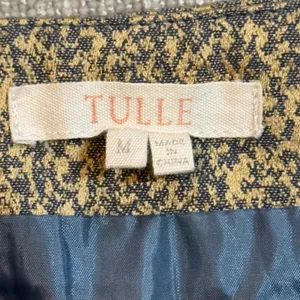 Tulle Mini Skirt Size M Gold Brown Textured Print Front Zipper thumbnail 5